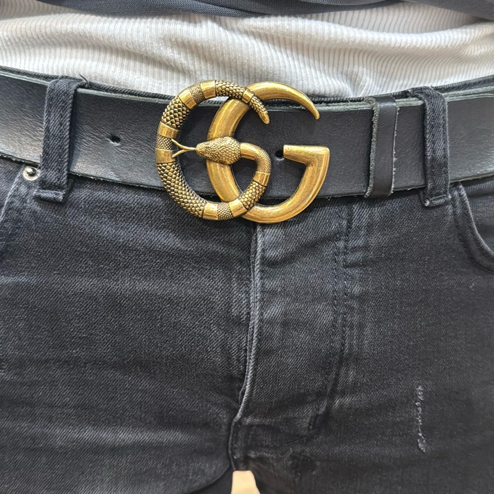 Gucci Marmont GG Snake Buckle Belt